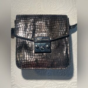 Emily and Noah Black Silver Adjustable cross-body metallic purse